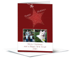 Christmas Star with String Cards with photo, custom text and color 7.875